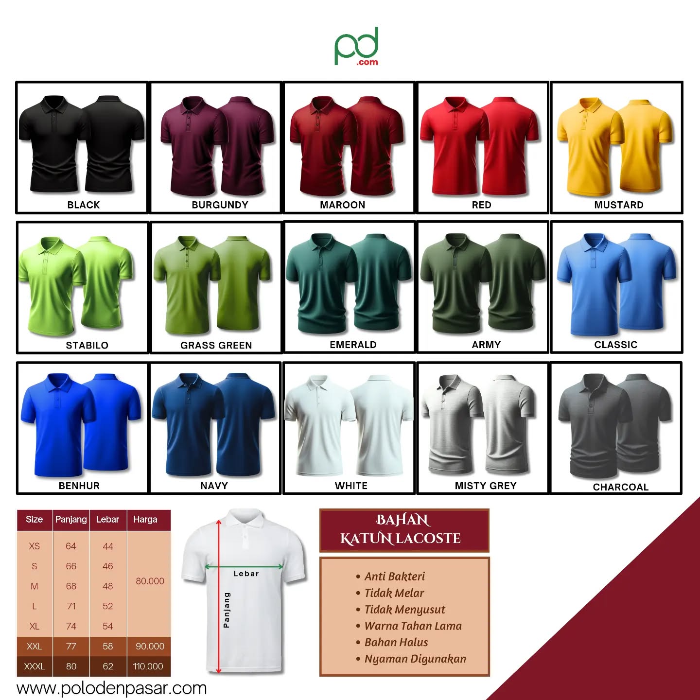 Tumpukan Kaos Polo Denpasar